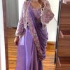 ST 1074 Lavender Color Chinon Saree with Embroidery Work & Lace Work. Best Price ₹2399. Delivery 4-6 Working Days. Shop now. | Designer Sarees, Embroidered Sarees, Sarees, Bollywood Sarees, Creative Sarees, Ethnic Saree, Modern Digital sarees, Party Wear Sarees