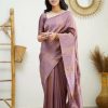 Lavender Soft Lichi Silk Rich Pallu Work Border Saree