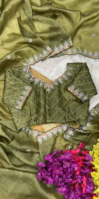 AC COCKTAIL Mahendi Gold Crush Saree Perfect for Wedding, Party, Engagement, Cultural Events, Pongal – . Available at ₹2149 only. Delivery 4-6 Working Day | Designer Sarees, Embroidered Sarees, Sarees, Bollywood Sarees, Creative Sarees, Ethnic Saree, Modern Digital sarees, Party Wear Sarees