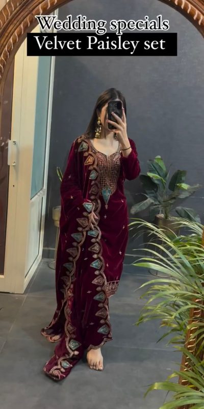 VLM 229 Maroon Viscos Velvet Salwar Suit Perfect for Wedding, Party, Cultural Events, Sangeet, Baby Shower – . Best Price ₹2149. Delivery 4-6 Working | Jump Suits, Tops & Bottoms, Track Suits, Salwar suit, Casual Suits, Creative suits, Designer Suits, Palazzo Suits, Party Wear Suits, Patiala Suits, Straight Suits, Trendy Wear