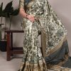 Mehandi Tasar Silk Lace Border Work Saree