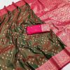 Mehendi Rich Banarasi Silk Zari Lace Work Saree