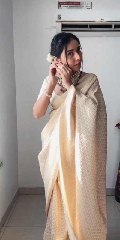 KPR 176 Off White Soft Lichi Silk Saree Perfect for Wedding, Party, Family Gatherings, Baisakhi, Holi – . Now at just ₹1499. Delivery 4-6 Working | Designer Sarees, Embroidered Sarees, Sarees, Bollywood Sarees, Creative Sarees, Ethnic Saree, Modern Digital sarees, Party Wear Sarees