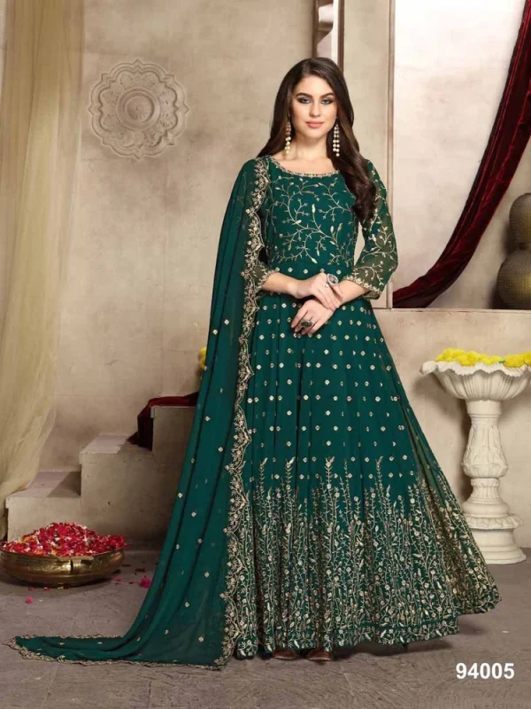  FC 94001 Peacock Green Color Georgette Multi Thread Zari Stich Anarkali Suit Wedding, Party, Festive events, etc. Expected Delivery  4-6 Working Days @2399/- | Anarkali Suits, Bollywood Anarkali, Creative-Anarkali, Designer Anarkali, Embroidered Anarkali, Party Wear Anarkali