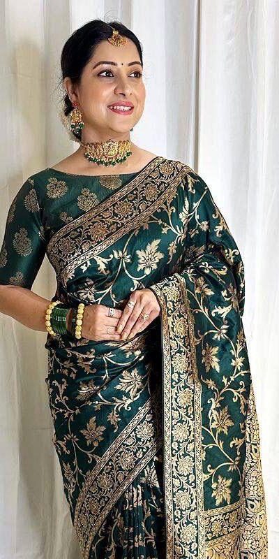 KP 6042 Peacock Green Color Soft Lichi Silk Saree with Lace Border & Lace Work. Get it for ₹1399. Delivery 4-6 Working Days. Shop now. | Designer Sarees, Embroidered Sarees, Sarees, Bollywood Sarees, Creative Sarees, Ethnic Saree, Modern Digital sarees, Party Wear Sarees