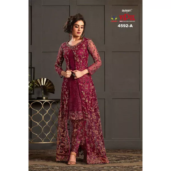 FC 4592 Pink Net Salwar Suit with Stone Work. Wedding, Party, Festive, Events, Now at just ₹2449. Delivery 4-6 Working Days. Shop now. | Jump Suits, Salwar suit, Casual Suits, Creative suits, Designer Suits, Palazzo Suits, Party Wear Suits, Patiala Suits, Straight Suits