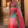 Pink Soft T.b. Organza Silk Sequins Work Saree