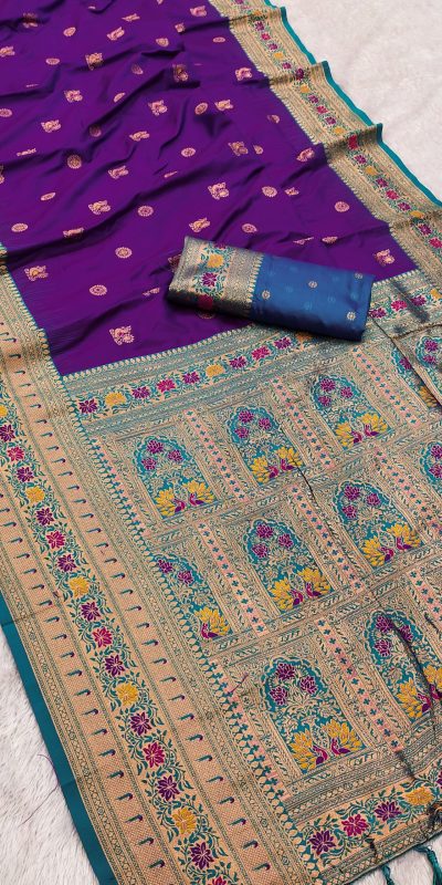 Purple Banarasi Silk Zari Work Saree