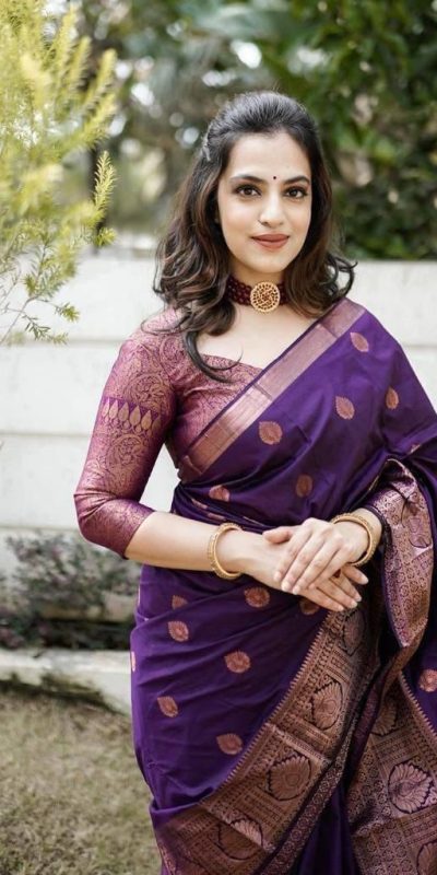 KPR 128 Purple Color Soft Lichi Silk Saree with Lace Work & Lace Border. Get it for ₹1349. Delivery 4-6 Working Days. Shop now. | Designer Sarees, Embroidered Sarees, Sarees, Bollywood Sarees, Creative Sarees, Ethnic Saree, Modern Digital sarees, Party Wear Sarees