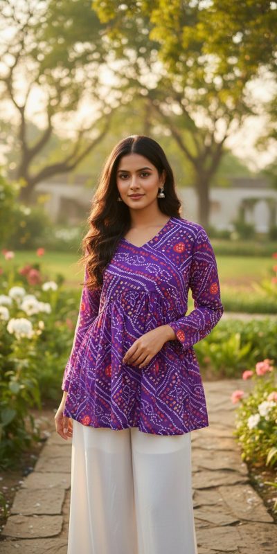 INLI Bandhej Purple Color Pure Georgette Kurti with Designer Work. Best Price ₹1349. Delivery 4-6 Working Days. Shop now. | Kurti, Bollywood Kurti, Creative Kurtis, Designer Kurti, Party Wear Kurti, Selfie Kurti