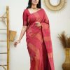 Red Soft Lichi Silk Rich Pallu Work Border Saree