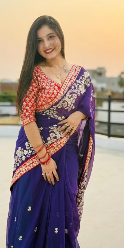 BT 411 Royal Blue in Georgette Embroidery Work & Lace Work Saree . Grab it for ₹1999. Delivery 4-6 Working Days. Shop now. | Designer Sarees, Embroidered Sarees, Sarees, Bollywood Sarees, Creative Sarees, Ethnic Saree, Modern Digital sarees, Party Wear Sarees