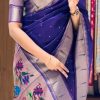 Royal Blue Pure Banarasi Silk Zari Work Saree