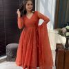 Rust Georgette Embroidery Work Salwar Suit