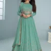 FC 9293 Sea Green Georgette Salwar Suit with Embroidery Work. Wedding, Party, Festive, Events, Now at just ₹2649. Delivery 4-6 Working Days. Shop now. | Jump Suits, Salwar suit, Casual Suits, Creative suits, Designer Suits, Palazzo Suits, Party Wear Suits, Patiala Suits, Straight Suits