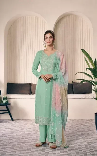 FC 73591 Sea Green Vichitra Salwar Suit with Digital Print & Embroidery Work. Available at ₹2599 only. Delivery 4-6 Working Days. Shop now. | Jump Suits, Salwar suit, Casual Suits, Creative suits, Designer Suits, Palazzo Suits, Party Wear Suits, Patiala Suits, Straight Suits