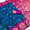 Teal Banarasi Silk Weaving Lace Zari Work Saree