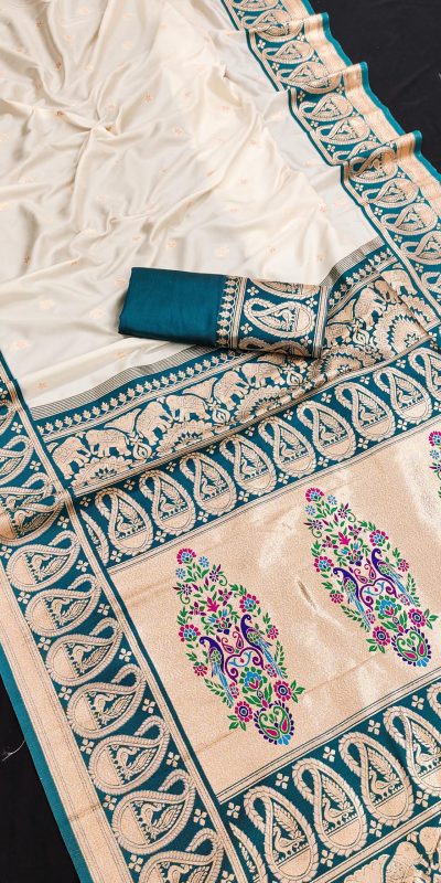 MB 1213 Teal Color Banarasi Saree with Zari Work & Lace Work. Wedding, Party, Festive, Events, Festive Deal ₹2099. Delivery 4-6 Working Days. Shop now. | Designer Sarees, Embroidered Sarees, Sarees, Bollywood Sarees, Creative Sarees, Ethnic Saree, Modern Digital sarees, Party Wear Sarees