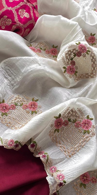 SC 239 Pink Georgette With Lace Work & Lace Border Saree . Wedding, Party, Festive, Events, Exclusive Offer ₹1599. Delivery 4-6 Working Days. Shop now. | Designer Sarees, Embroidered Sarees, Sarees, Bollywood Sarees, Creative Sarees, Ethnic Saree, Modern Digital sarees, Party Wear Sarees