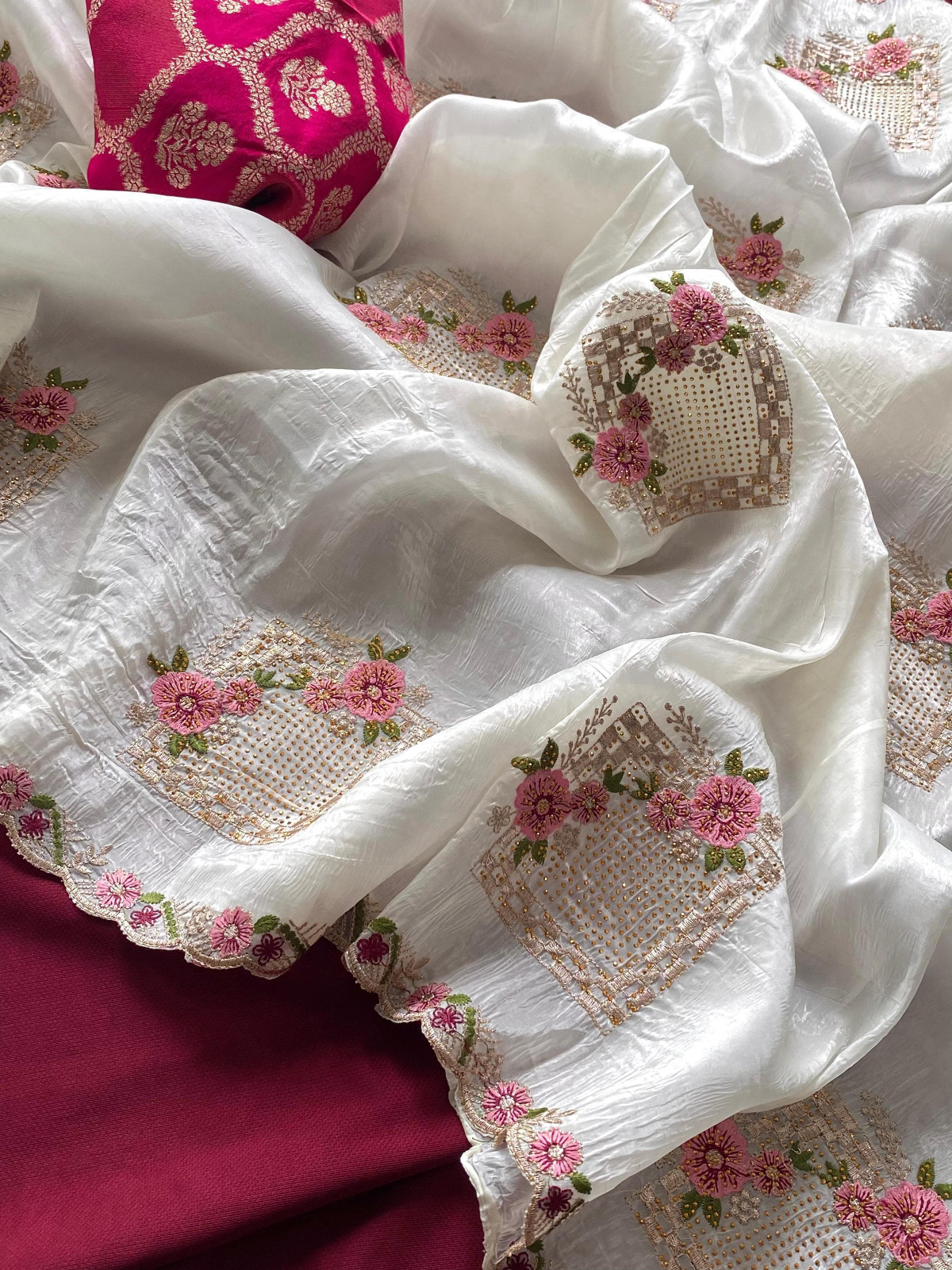 SC 239 Pink Georgette With Lace Work & Lace Border Saree . Wedding, Party, Festive, Events, Exclusive Offer ₹1599. Delivery 4-6 Working Days. Shop now. | Designer Sarees, Embroidered Sarees, Sarees, Bollywood Sarees, Creative Sarees, Ethnic Saree, Modern Digital sarees, Party Wear Sarees