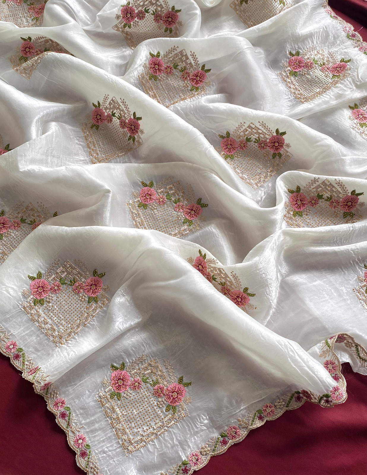 SC 239 Pink Georgette With Lace Work & Lace Border Saree . Wedding, Party, Festive, Events, Exclusive Offer ₹1599. Delivery 4-6 Working Days. Shop now. | Designer Sarees, Embroidered Sarees, Sarees, Bollywood Sarees, Creative Sarees, Ethnic Saree, Modern Digital sarees, Party Wear Sarees