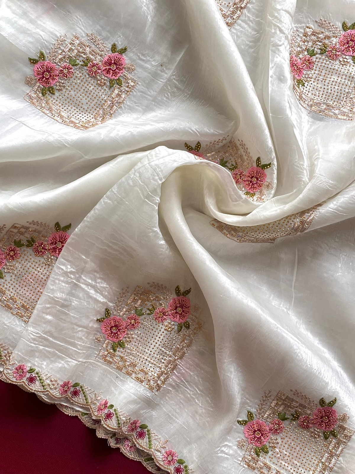 SC 239 Pink Georgette With Lace Work & Lace Border Saree . Wedding, Party, Festive, Events, Exclusive Offer ₹1599. Delivery 4-6 Working Days. Shop now. | Designer Sarees, Embroidered Sarees, Sarees, Bollywood Sarees, Creative Sarees, Ethnic Saree, Modern Digital sarees, Party Wear Sarees