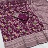 Wine Khaddi Pashmina Lace Zari Work Saree