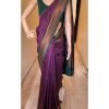 Wine Lichi Silk Jacquard Border Lace Work Saree