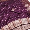 Wine Soft Banarasi Silk Zari Lace Work Saree