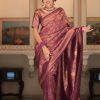 Wine Soft Lichi With Jacquard Work Silk Saree