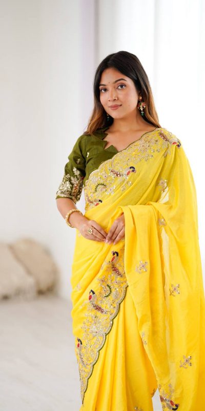 KP 3038 Yellow Soft Lichi Silk with Lace Border & Lace Work Saree . Special Price ₹1349. Delivery 4-6 Working Days. Shop now. | Designer Sarees, Embroidered Sarees, Sarees, Bollywood Sarees, Creative Sarees, Ethnic Saree, Modern Digital sarees, Party Wear Sarees