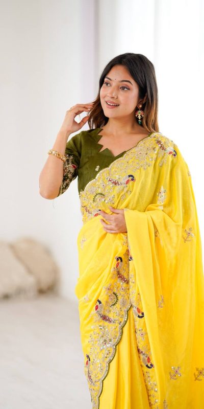 KP 3038 Yellow Soft Lichi Silk with Lace Border & Lace Work Saree . Special Price ₹1349. Delivery 4-6 Working Days. Shop now. | Designer Sarees, Embroidered Sarees, Sarees, Bollywood Sarees, Creative Sarees, Ethnic Saree, Modern Digital sarees, Party Wear Sarees