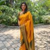 Yellow Soft Lichi Silk On All Over Saree