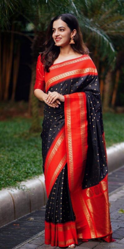 KPR 240 Black in Color Soft Lichi Silk Lace Work & Lace Border Saree . Now at just ₹1449. Delivery 4-6 Working Days. Shop now. | Designer Sarees, Embroidered Sarees, Sarees, Bollywood Sarees, Creative Sarees, Ethnic Saree, Modern Digital sarees, Party Wear Sarees