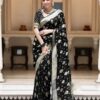 Black Soft Lichi Silk Jacquard Work Saree