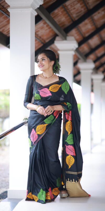 KP 6042 Black Color Soft Lichi Silk Saree with Lace Border & Lace Work. Get it for ₹1399. Delivery 4-6 Working Days. Shop now. | Designer Sarees, Embroidered Sarees, Sarees, Bollywood Sarees, Creative Sarees, Ethnic Saree, Modern Digital sarees, Party Wear Sarees