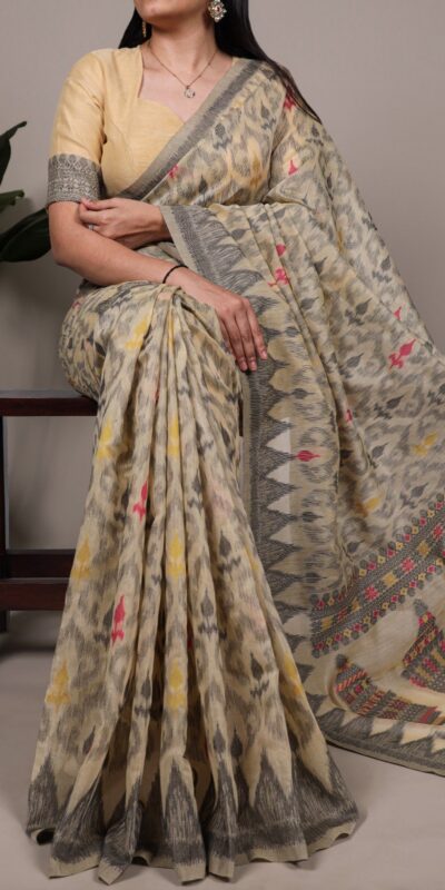 YNF 7414 Cream Poly Cotton Saree Thread Weaving Work Designer Work. Get it for ₹1549. Delivery 4-6 Working Days. Shop now. | Designer Sarees, Embroidered Sarees, Sarees, Bollywood Sarees, Creative Sarees, Ethnic Saree, Modern Digital sarees, Party Wear Sarees