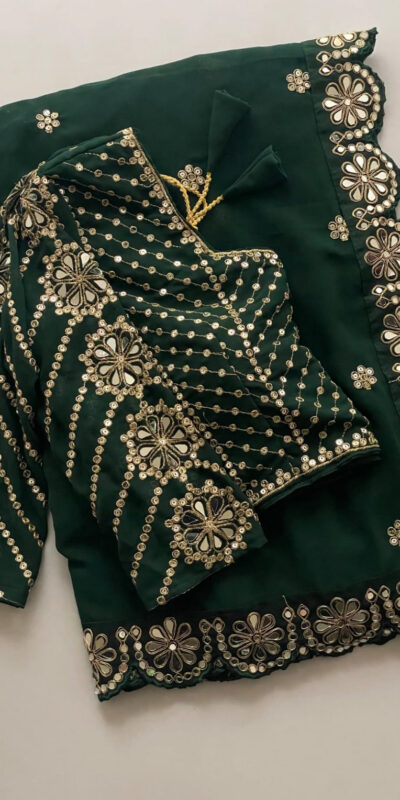 DF 3457 Green Color Georgette Sequence Original Mirror Work Saree Casual, Wedding, Festive, Events . Expected Delivery  4-6 Working Days @2099/- only                                                                                | Designer Sarees, Embroidered Sarees, Sarees, Bollywood Sarees, Creative Sarees, Ethnic Saree, Modern Digital sarees, Party Wear Sarees