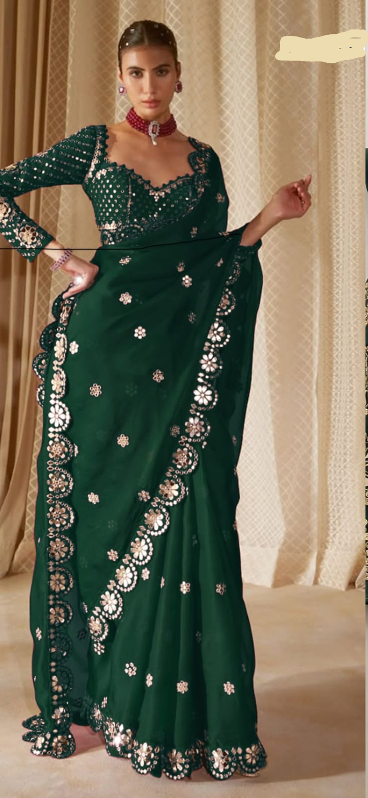 DF 3457 Green Color Georgette Sequence Original Mirror Work Saree Casual, Wedding, Festive, Events . Expected Delivery 4-6 Working Days @2099/- only | Designer Sarees, Embroidered Sarees, Sarees, Bollywood Sarees, Creative Sarees, Ethnic Saree, Modern Digital sarees, Party Wear Sarees