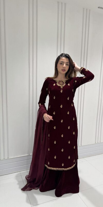 LG 2033 Maroon Color Velvet Embroidery Work Salwar Suit . Wedding, Party, Festive, Events, Available at ₹1949 only. Delivery 4-6 Working Days. Shop now. | Jump Suits, Tops & Bottoms, Track Suits, Salwar suit, Casual Suits, Creative suits, Designer Suits, Palazzo Suits, Party Wear Suits, Patiala Suits, Straight Suits, Trendy Wear