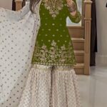 VLM 264 Mehendi in Fox Georgette Embroidery Work & Lace Work Salwar Suit . Best Price ₹2399. Delivery 4-6 Working Days. Shop now. | Jump Suits, Tops & Bottoms, Track Suits, Salwar suit, Casual Suits, Creative suits, Designer Suits, Palazzo Suits, Party Wear Suits, Patiala Suits, Straight Suits, Trendy Wear