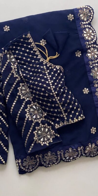 DF 3457 Navy Blue Color Georgette Sequence Original Mirror Work Saree Casual, Wedding, Festive, Events . Expected Delivery  4-6 Working Days @2099/- only                                                                                | Designer Sarees, Embroidered Sarees, Sarees, Bollywood Sarees, Creative Sarees, Ethnic Saree, Modern Digital sarees, Party Wear Sarees
