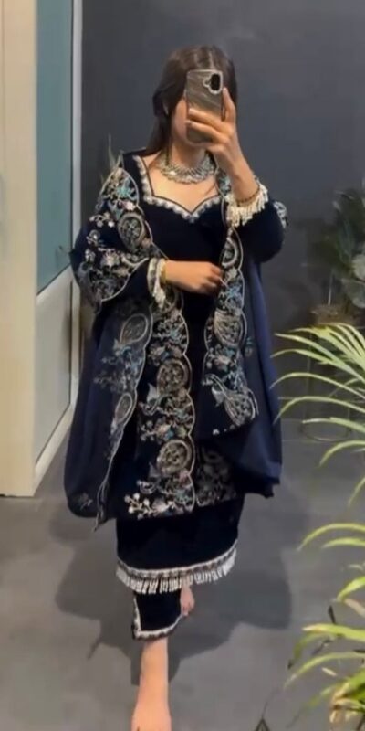 RTC 5935 Navy Blue in Viscose Velvet Lace Work Salwar Suit . Wedding, Party, Festive, Events, Get it for ₹2049. Delivery 4-6 Working Days. Shop now. | Lehenga, Bollywood Lehenga, Creative Lehenga, Designer Lehenga, Embroidered Lehenga, Party Wear Lehenga