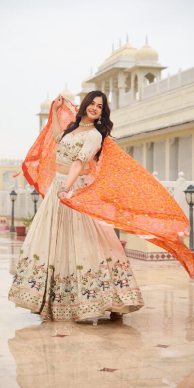 Ram 143 Orange in Color Tissue Silk Embroidery Work Lehenga Choli . Now at just ₹3249. Delivery 4-6 Working Days. Shop now. | Lehenga, Bollywood Lehenga, Creative Lehenga, Designer Lehenga, Embroidered Lehenga, Party Wear Lehenga