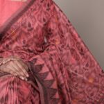 Peach Poly Cotton Thread Weaving Work Saree