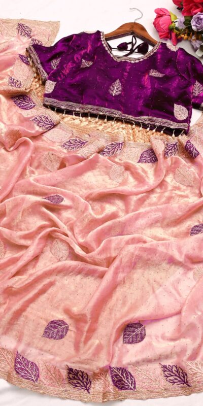 SC 1005 Peach in Soft fandy Silk Embroidery Work & Lace Work Saree . Available at ₹2499 only. Delivery 4-6 Working Days. Shop now. | Designer Sarees, Embroidered Sarees, Sarees, Bollywood Sarees, Creative Sarees, Ethnic Saree, Modern Digital sarees, Party Wear Sarees