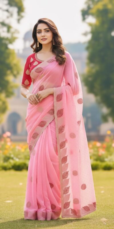 SC 1005 Pink in Soft fandy Silk Embroidery Work & Lace Work Saree . Available at ₹2499 only. Delivery 4-6 Working Days. Shop now. | Designer Sarees, Embroidered Sarees, Sarees, Bollywood Sarees, Creative Sarees, Ethnic Saree, Modern Digital sarees, Party Wear Sarees