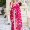 Pink Soft Lichi Silk Jacquard Work Saree