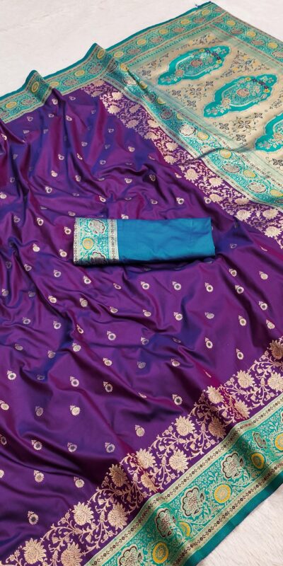 MB 3315 Purple Color Banarasi Silk Gold Zari Border Saree . Wedding, Party, Festive, Available at ₹2049 only. Delivery 4-6 Working Days. Shop now. | Designer Sarees, Designer Sarees, Embroidered Sarees, Sarees, Bollywood Sarees, Creative Sarees, Designer Sarees, Embroidered Sarees, Ethnic Saree, Modern Digital sarees, Party Wear Sarees