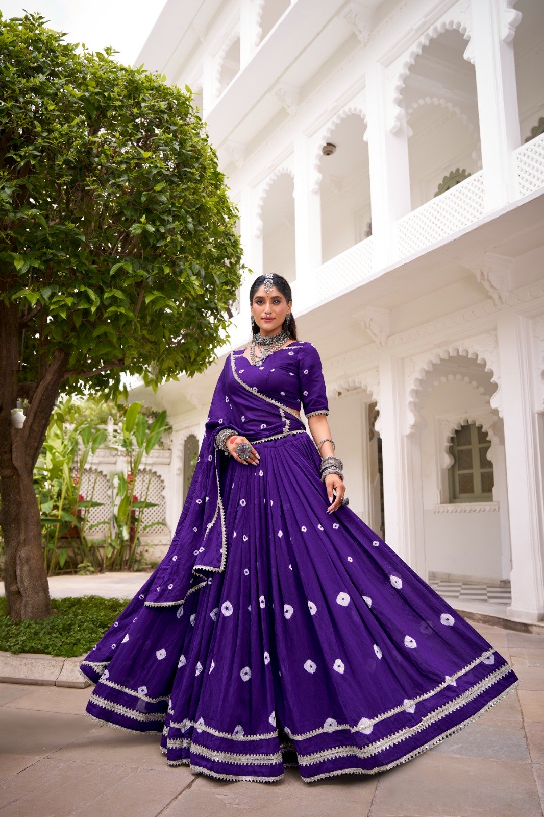 LNB 1663 Purple Color Pure Chander Bandhej Print With Lace Touch Up Lehenga Choli Wedding, Party, Festive, Events Etc. Delivery 4-6 Working Days Rs 1899 | Lehenga, Bollywood Lehenga, Creative Lehenga, Designer Lehenga, Embroidered Lehenga, Party Wear Lehenga